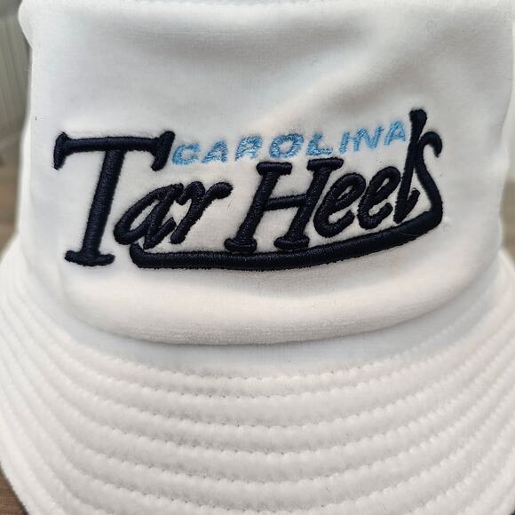 Vintage North Carolina Tar Heels Bucket Hat Cap White UNC NCAA 90s Soft Fleece - Picture 2 of 10